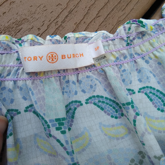 Tory Burch Silk Pastel Mosaic Tassel Tie Romper - Picture 7 of 8